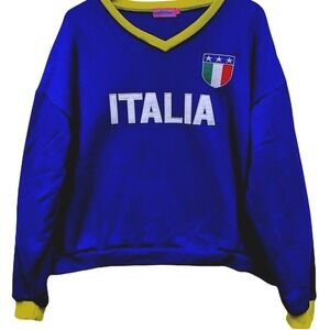 Italia Edikted Crewneck Women's Sweatshirt Size M Royal Blue Soft Retro Y2K